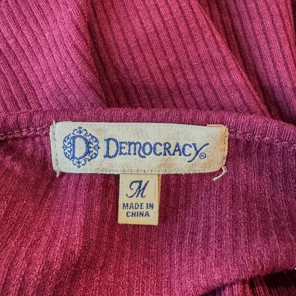 Democracy, Mulberry Ribbed Knit Criss Cross Neckline Long Sleeve Top, Medium - Picture 7 of 8